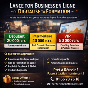 Coaching E-commerce & Création de Plateforme de Formation en Ligne (comme Udemy)