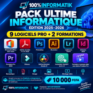Pack Ultime Informatique 2025–2026 : 9 Logiciels Professionnels + 2 Formations